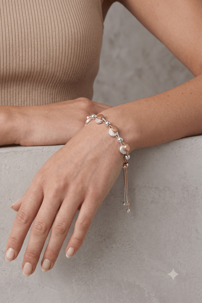 Majique London Chic Hammered Fusion Beads Lariat Bracelet