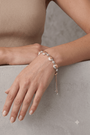 Chic Hammered Fusion Beads Lariat Bracelet