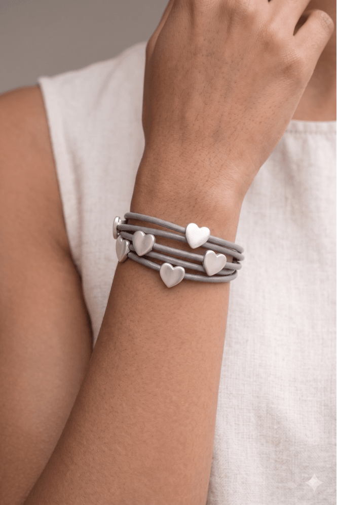 Majique London Chic Heart Stack Bracelet