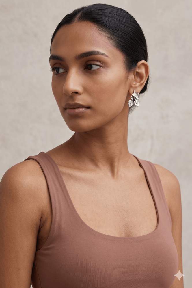 Majique London Chic Leaf Drop Stud Earring