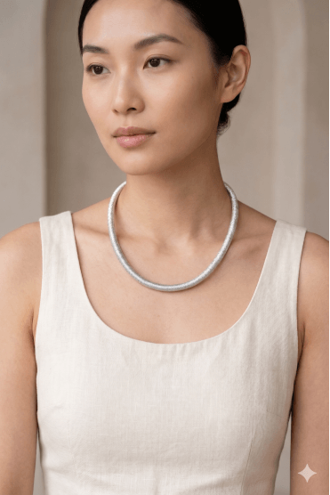 Chic Magnetic Closure Silver Thread Necklace