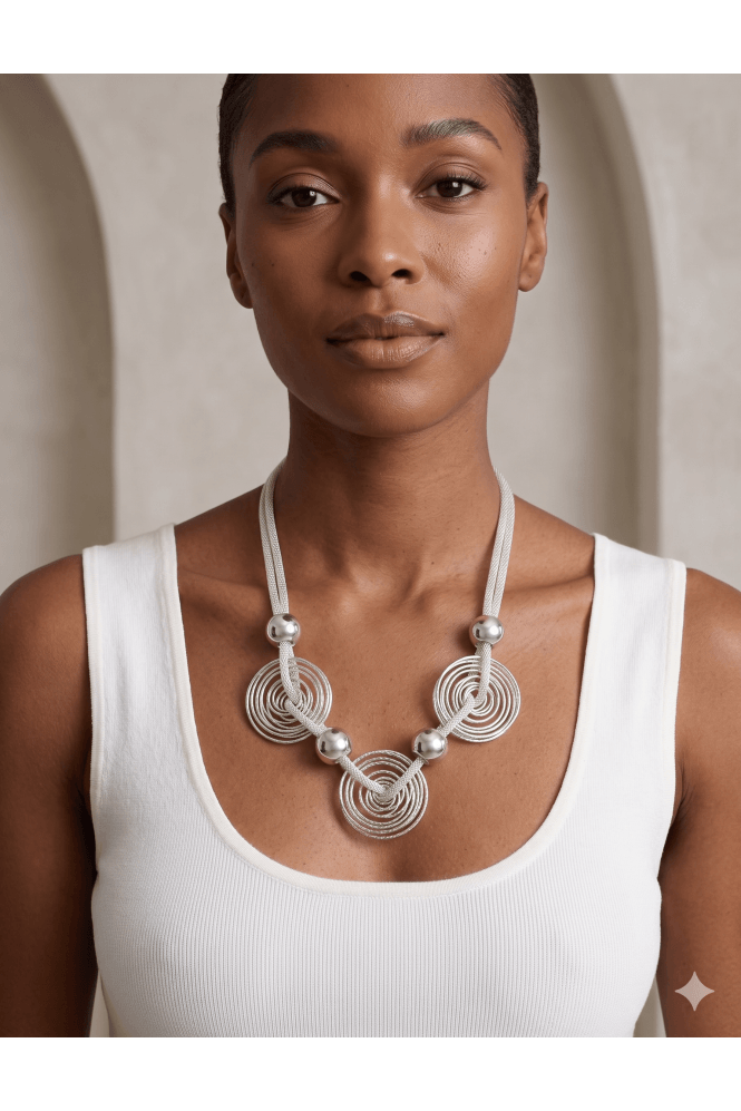 Majique London Chic Mesh Trio Link Necklace With Magnetic Clasp