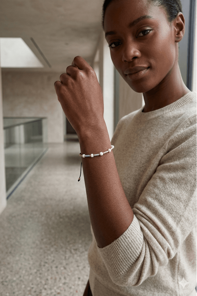 Majique London Chic Miyuki Tila Glass Beads Bracelet In Grey, Light Blue, And Light Green