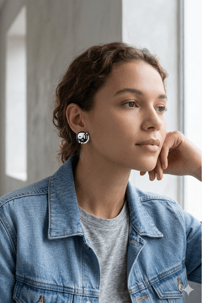 Majique London Chic Modern Radiant Large Disc Earring