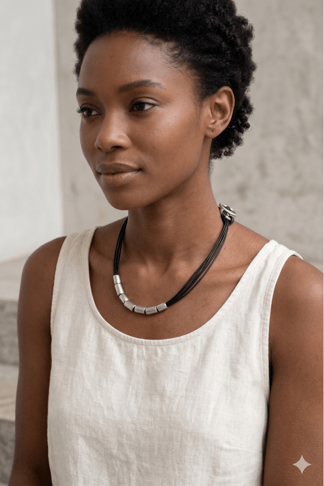 Majique London Chic Multi Row Cord Necklace