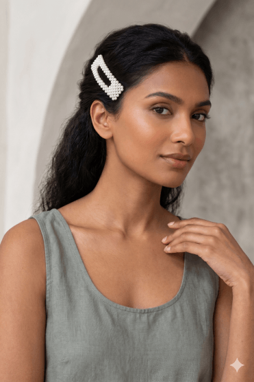 Chic Pearl Embellished Hair Clutch
