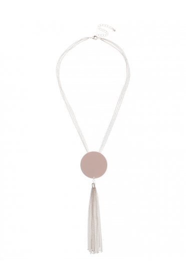Chic Pink Circle Tassel Multi Row Necklace