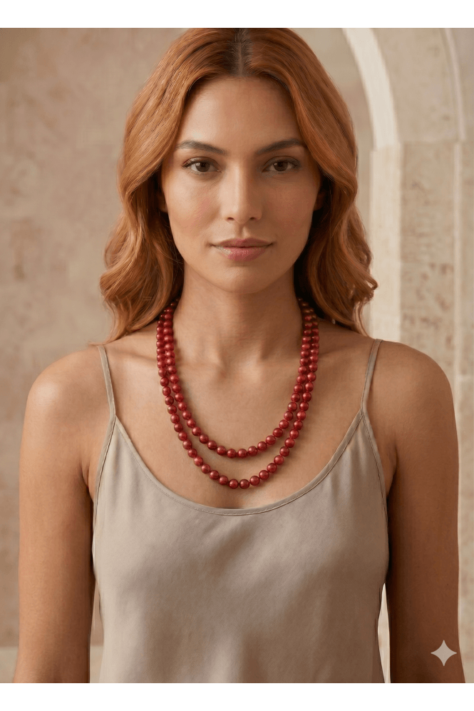 Majique London Chic Red Pearl Knot Necklace