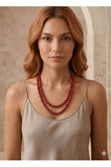 Chic Red Pearl Knot Necklace