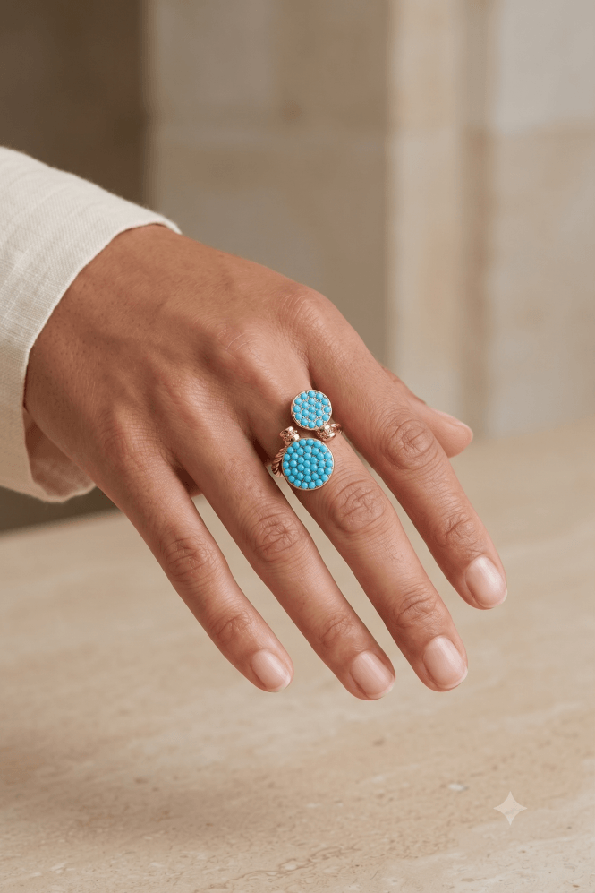 Majique London Chic Rope Wire Ring with Circular Accent