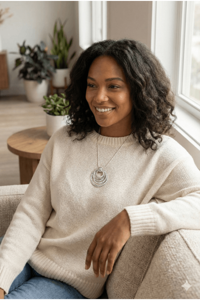 Majique London Chic Serpent Link Necklace With Textured Circular Pendant