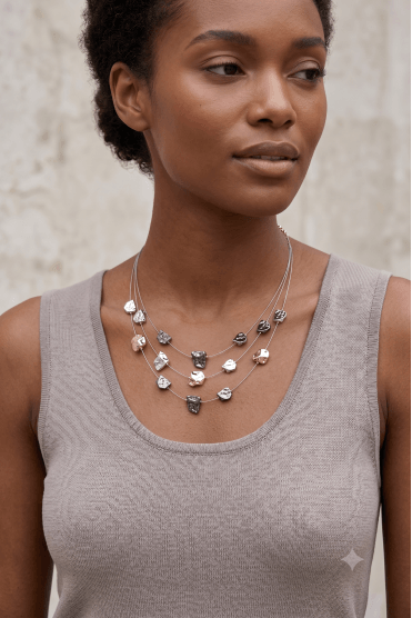 Chic Spectrum Harmony Necklace with Asymmetric Metallic Fusion Beads