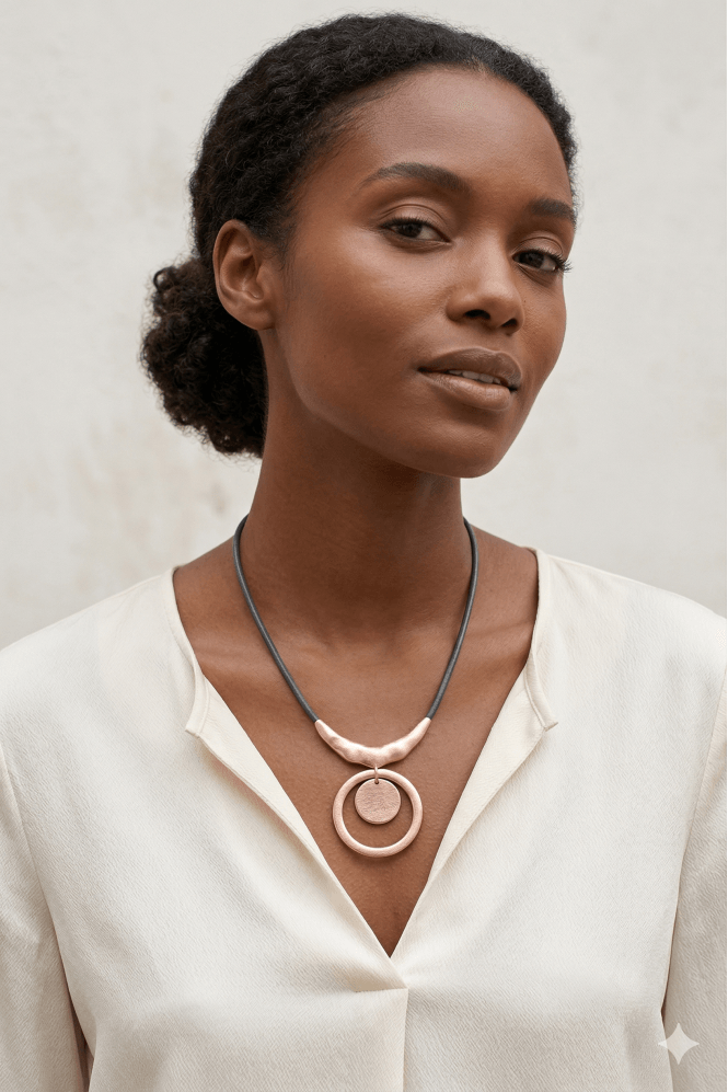 Majique London Chic Sphere Leather Necklace