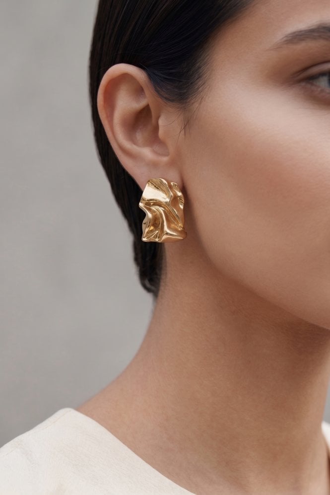 Majique London Chic Urban Crinkle Rectangle Design Stud