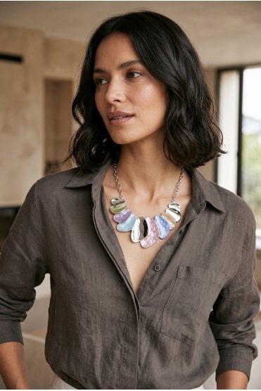 Chroma Chic Silver Necklace With Vibrant Enamel Pendant