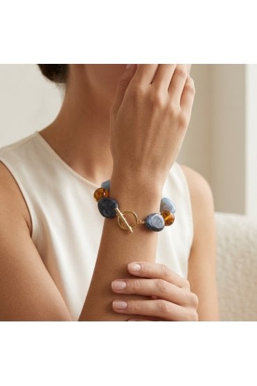 Coastal Drift Organic Stone T-Bar Bracelet