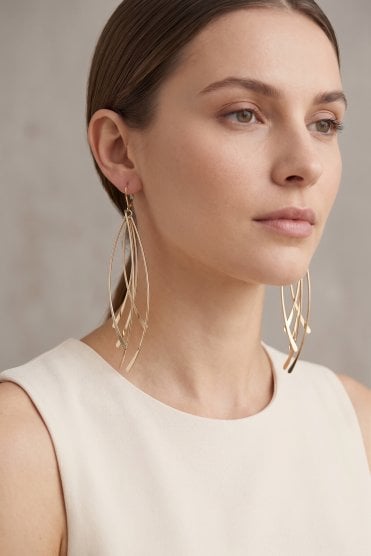 Contemporary Overlapping Bar Dangle Earring