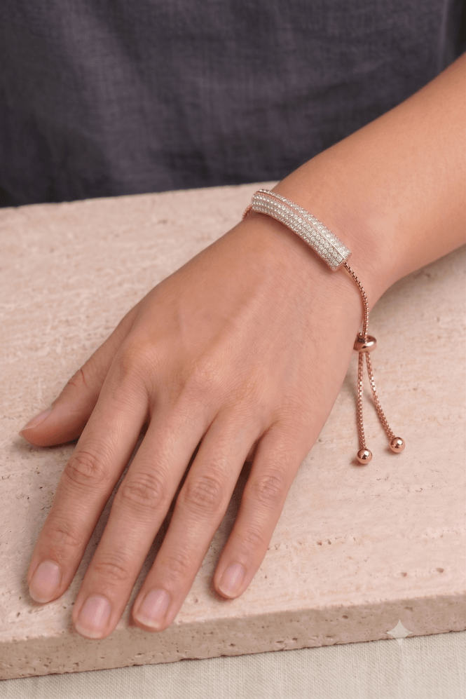 Majique London Crystal Bar Drawstring Bracelet