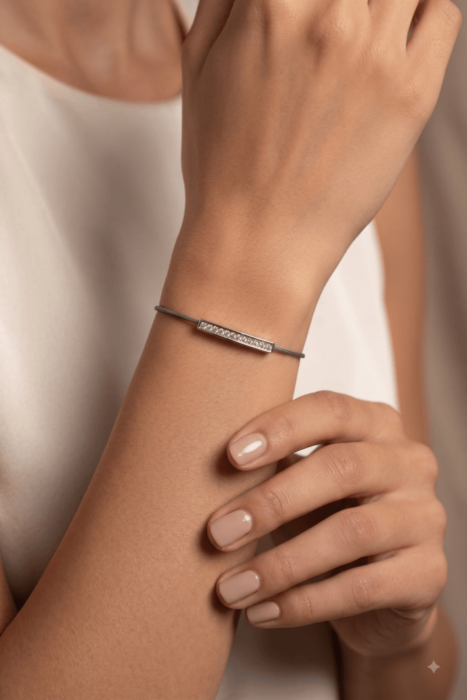 Majique London Crystal Bar Magnetic Leather Bracelet