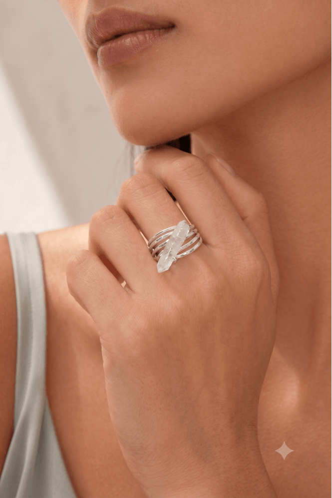 Majique London Crystal Bar Spring Ring