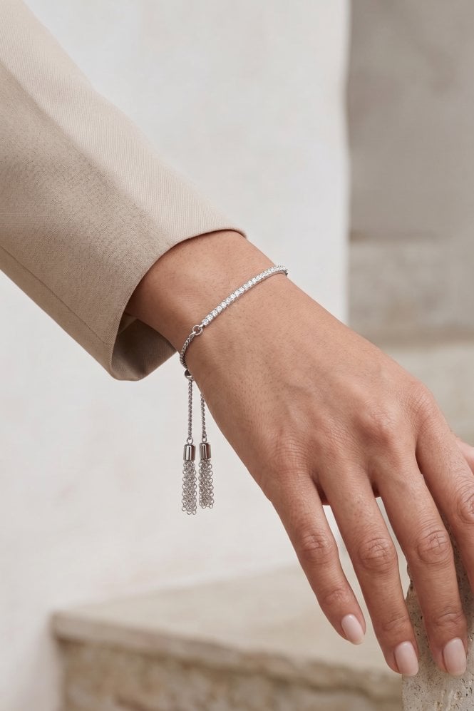 Majique London Crystal Bar Tassel Bracelet