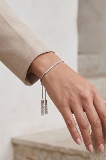 Crystal Bar Tassel Bracelet
