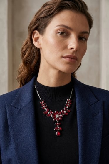 Crystal Bloom Y Chain Necklace