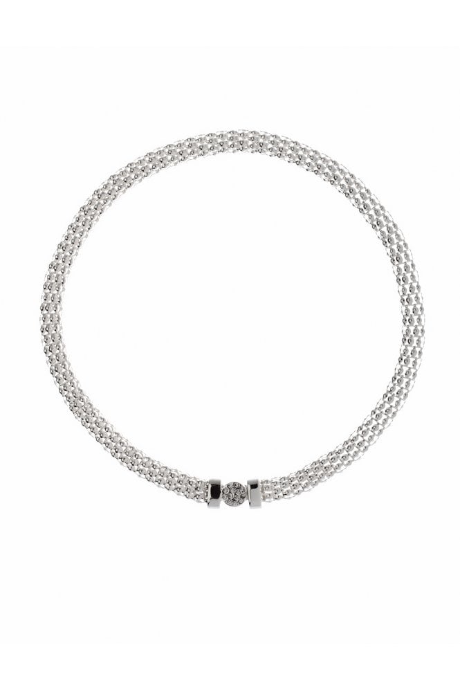 Majique London Crystal Clasp Mesh Chain Necklace