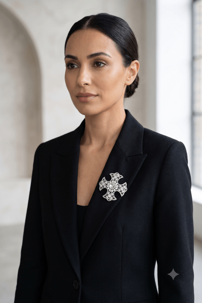 Majique London Crystal Cross Elegance Brooch