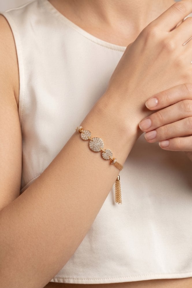 Majique London Crystal Disc Tassel Bracelet
