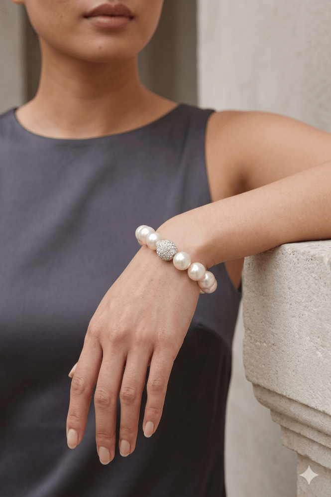 Majique London Crystal Elegance Pearl Bracelet