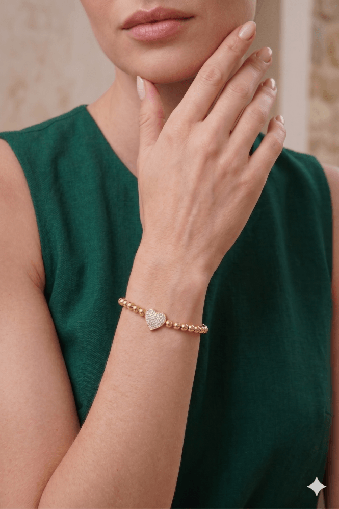 Majique London Crystal Heart Glow Stretch Bracelet