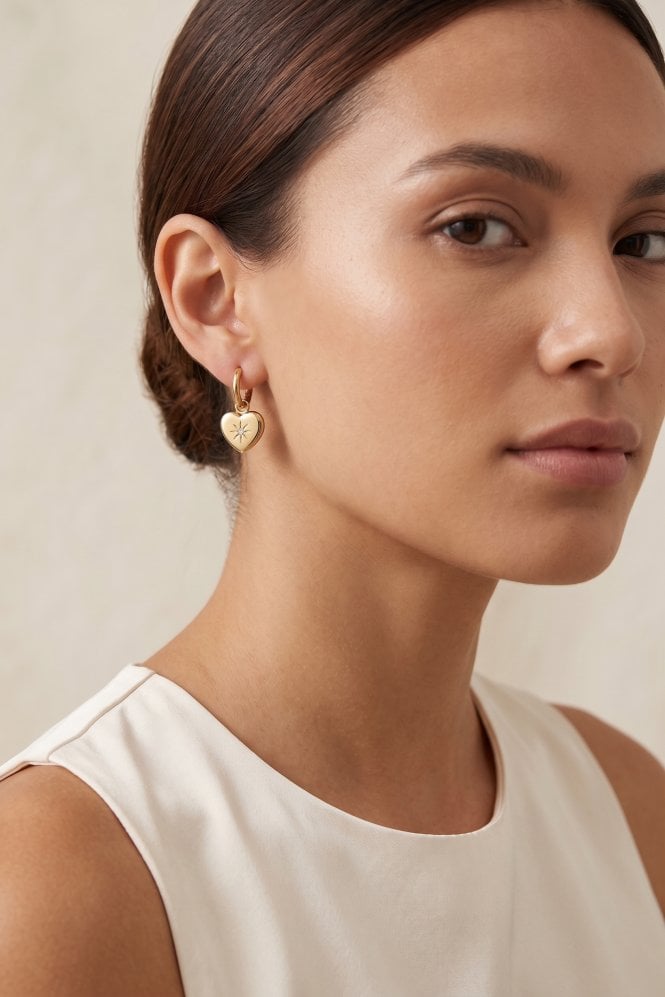Majique London Crystal Heart Huggie Earrings