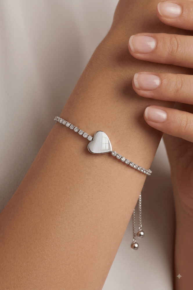Majique London Crystal Heart Slider Bracelet