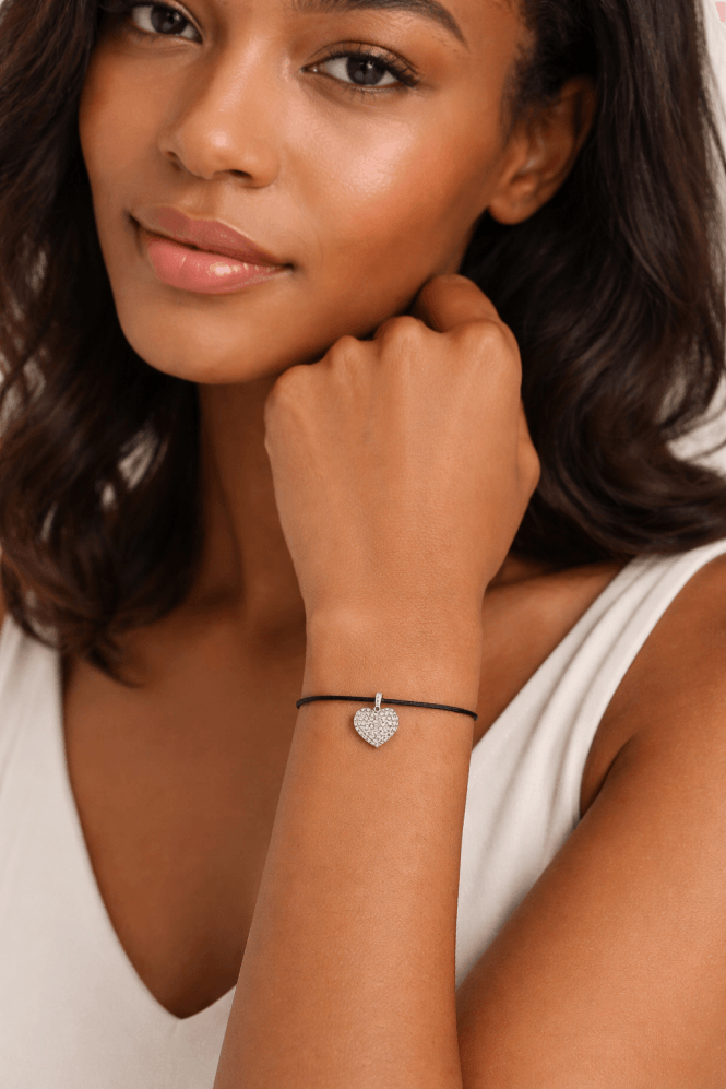Majique London Crystal Heart Suede Bracelet