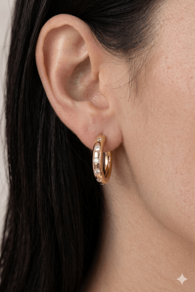 Majique London Crystal Huggie Hoop Earrings