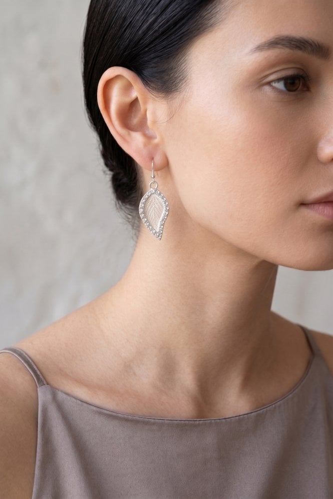 Majique London Crystal Leaf Filigree Earring