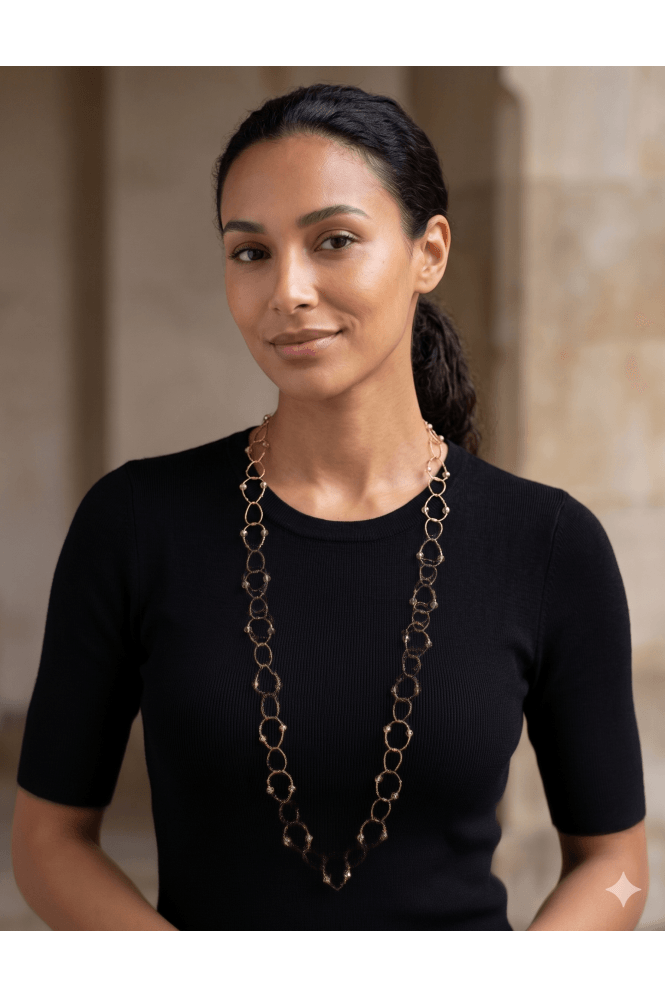 Majique London Crystal Teardrop Link Necklace