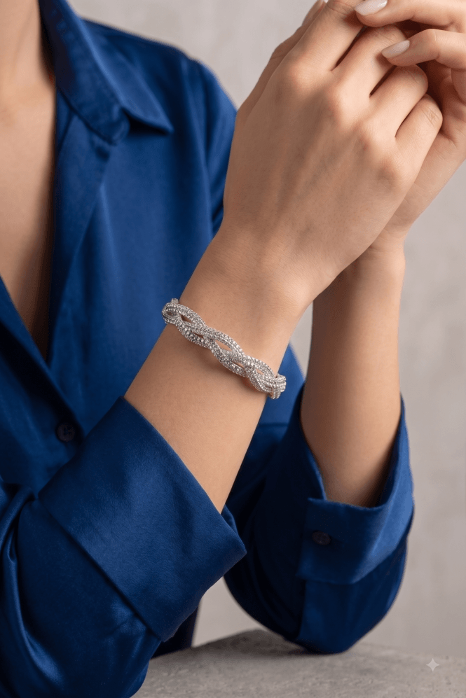 Majique London Crystal Twirl Cup Chain Bracelet