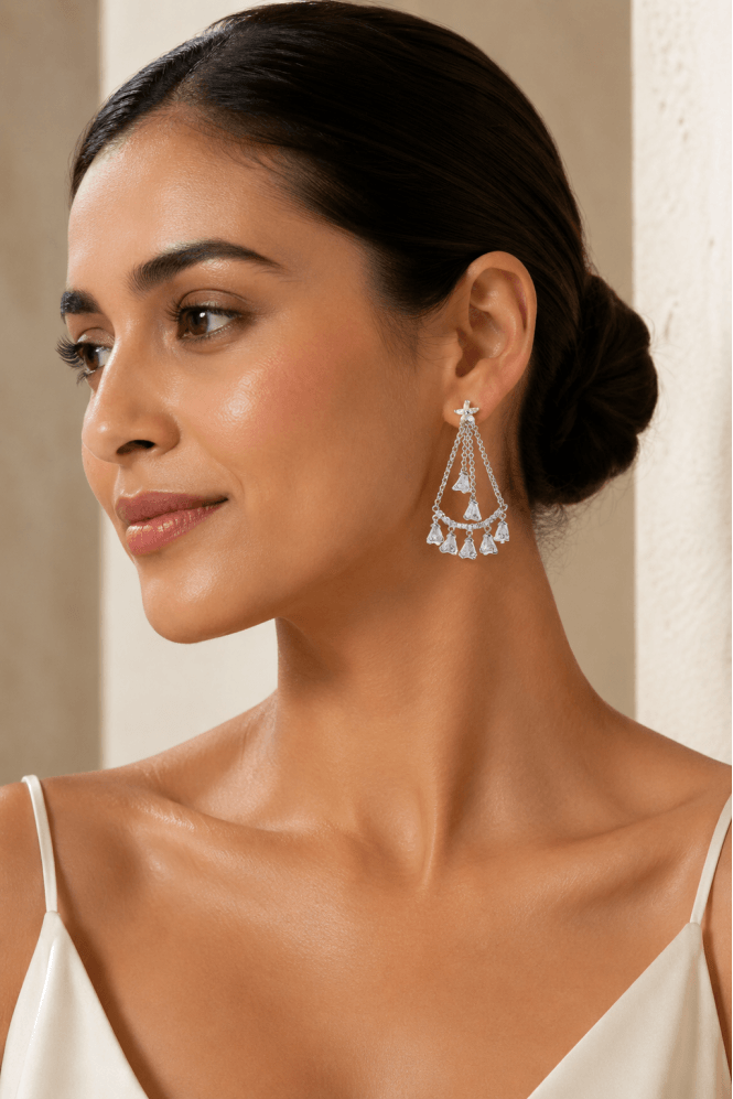 Majique London Cubic Zirconia Nebula Starburst Elegance Earring