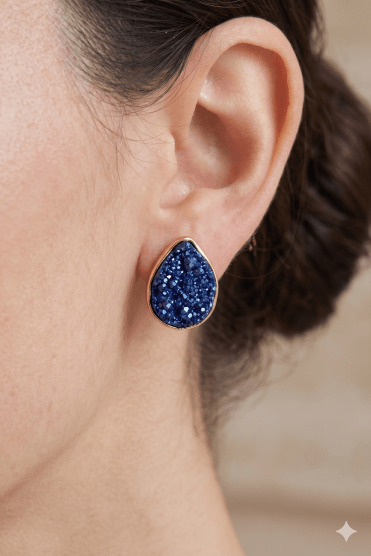 Dazzling Blue Druzy Gold Earring