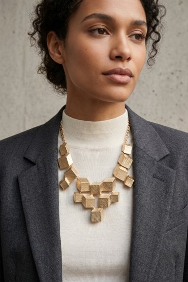 Dice Square Link Chain Necklace