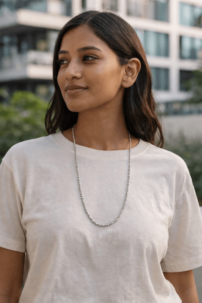 Majique London Distressed Silver Slide Chain Necklace