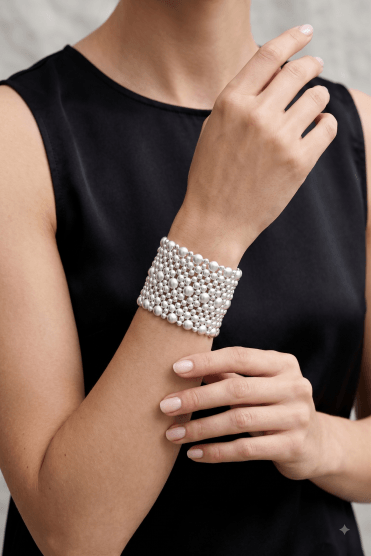Distressed Silver Wide Stretch Bracelet