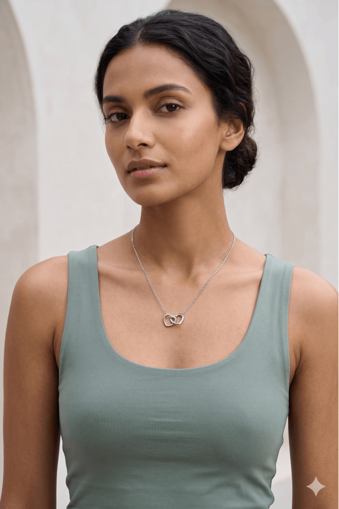 Majique London Double Link Heart Necklace