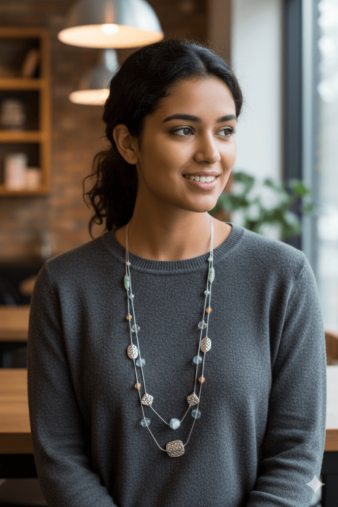 Majique London Double Strand Multi Beaded Statement Necklace