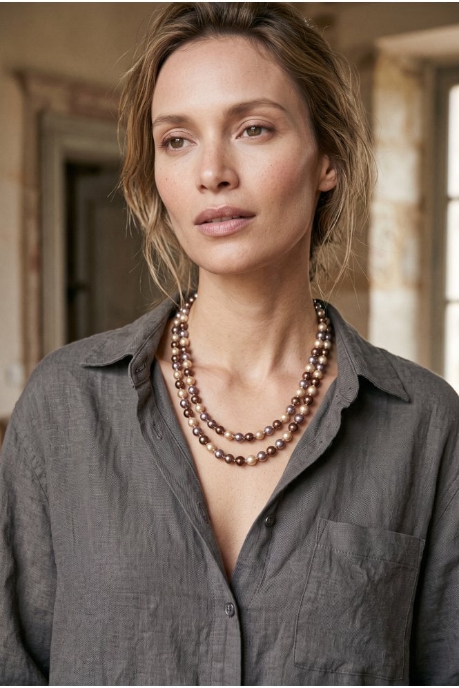 Majique London Double Strand Multicolour Pearl Necklace