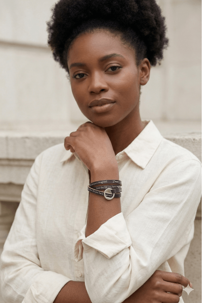 Majique London Dream Life Purple Leather Bracelet