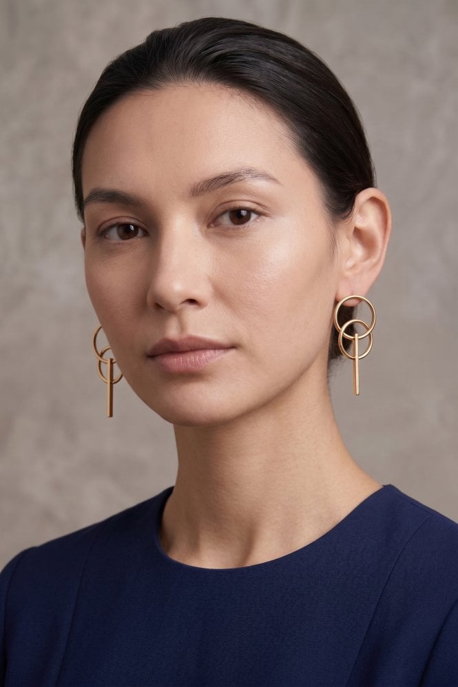 Majique London Dual Circle Bar Drop Earring