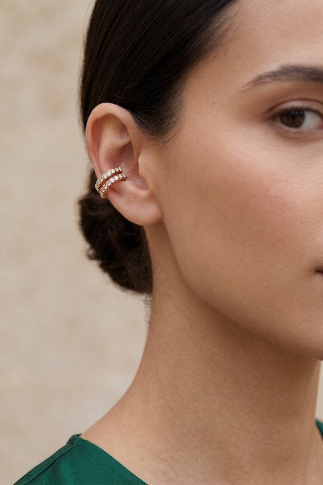 Majique London Dual Crystal Fusion Ear Cuff Earring